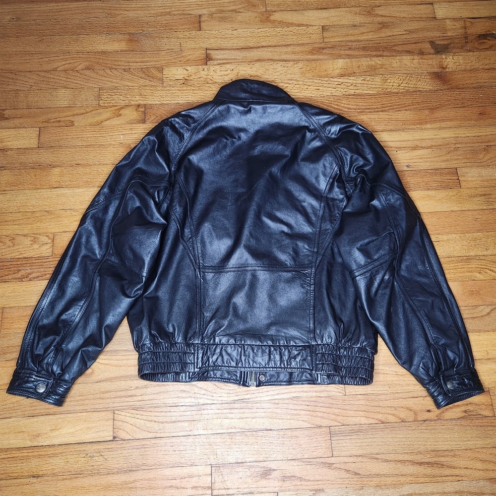 Vintage Wilson's Leather Bomber Jacket Men's XL Black Mock Neck Motorcycle - Picture 4 of 16